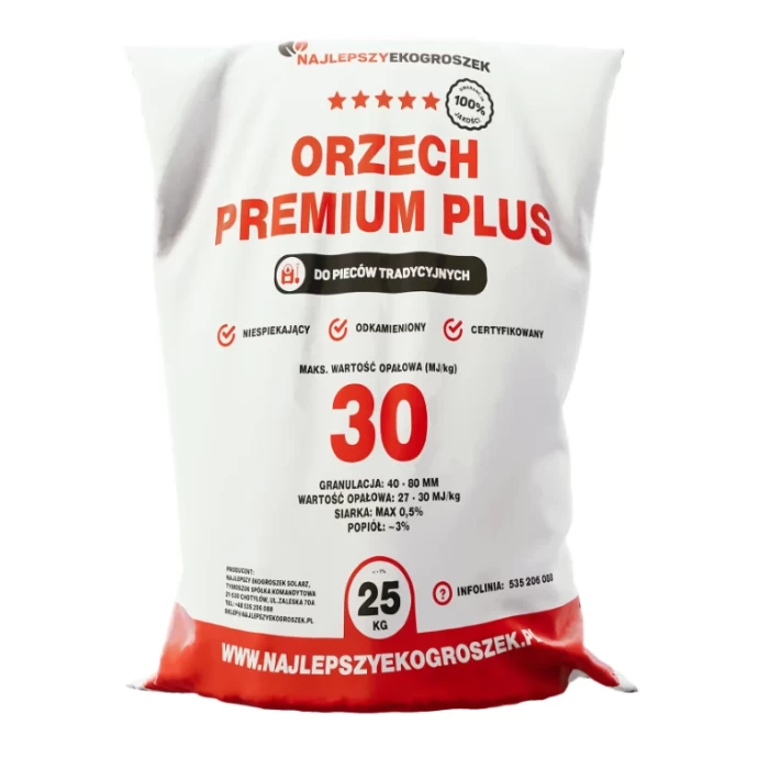 Węgiel Orzech Premium Plus 30 MJ/kg - worek 25kg