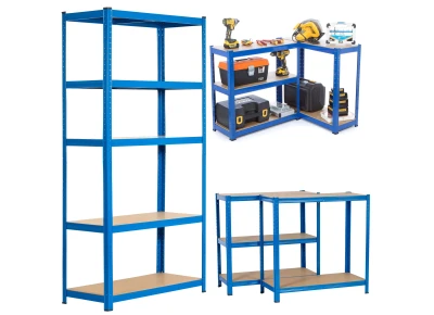 REGAŁ MAGAZYNOWY NIEBIESKI 150x70x30 GARAŻOWY GARAŻ PIWNICA MAGAZYN 875 kg
