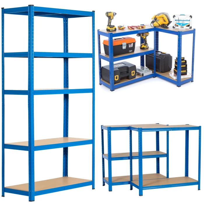 REGAŁ MAGAZYNOWY NIEBIESKI 150x70x30 GARAŻOWY GARAŻ PIWNICA MAGAZYN 875 kg
