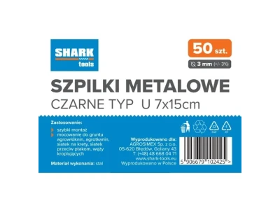 SHARK SZPILKI METALOWE 7x15CM 50 SZT. 3MM CZARNE