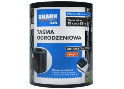 SHARK TAŚMA OGRODZENIOWA 19CMx35M +20 KLIPSÓW ANTRACYT