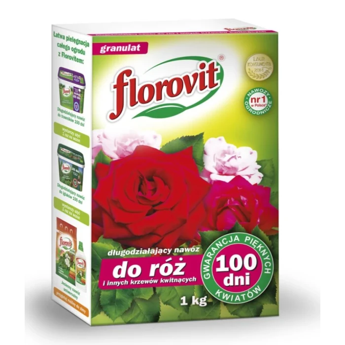 Florovit nawóz długodziałający do róż i innych krzewów kwitnących 100 dni 1kg karton