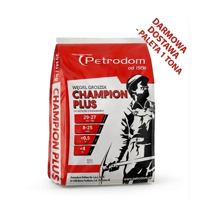 Wegiel groszek Champion Plus — paleta 1 t, darmowa dostawa